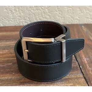 Nike Men's Leather Belt‎ Size 40 Black/Brown Reversible Silver Buckle
